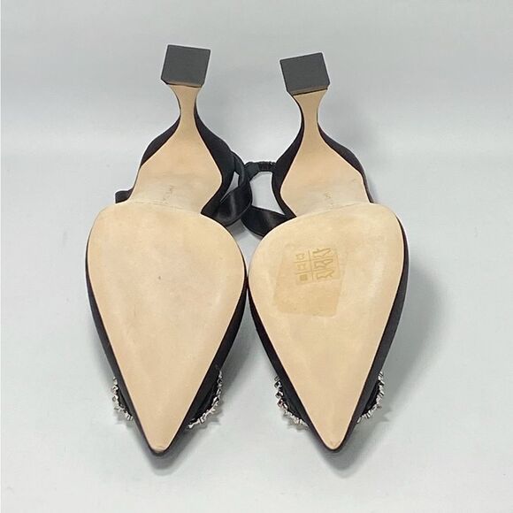 Manolo Blahnik Prietasli 90 Embellished Satin Slingback Pumps size 41.5 - Picture 10 of 11